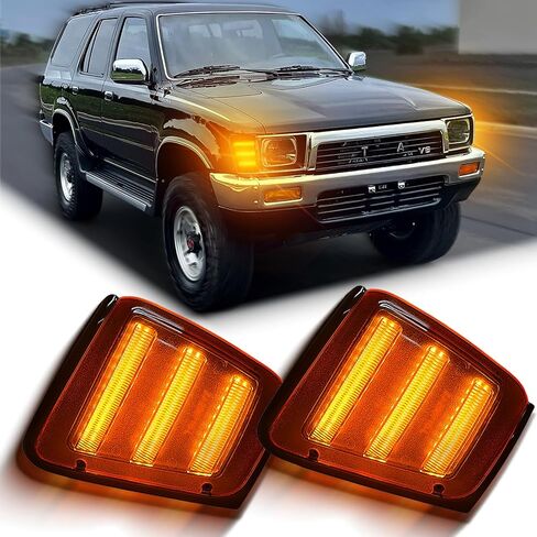 مصابيح أمامية LED للمصابيح الأمامية الجانبية لسيارة Toyota Pickup 4WD 1989-1991/4Runner 1990 1991 | ضوء المنعطفات | ضوء النهار الكهرماني | بارك لايت | استبدال OEM: TO2520124 | TO2521126 in Kuwait