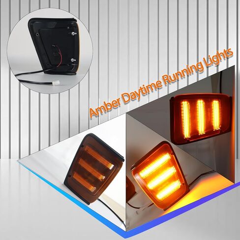 مصابيح أمامية LED للمصابيح الأمامية الجانبية لسيارة Toyota Pickup 4WD 1989-1991/4Runner 1990 1991 | ضوء المنعطفات | ضوء النهار الكهرماني | بارك لايت | استبدال OEM: TO2520124 | TO2521126 in Kuwait