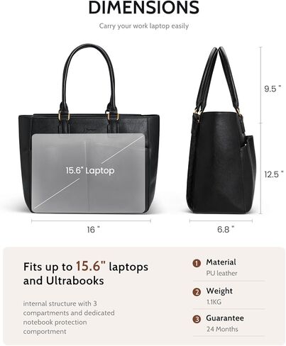 Work Tote Bag for Women with 15.6 Inch Laptop Compartment,Vintage Leather Laptop Tote Bag with Large Capacity, Waterproof Computer Bags for Laptops Nurse Teacher Bag Office Business Briefcase in Saudi Arabia