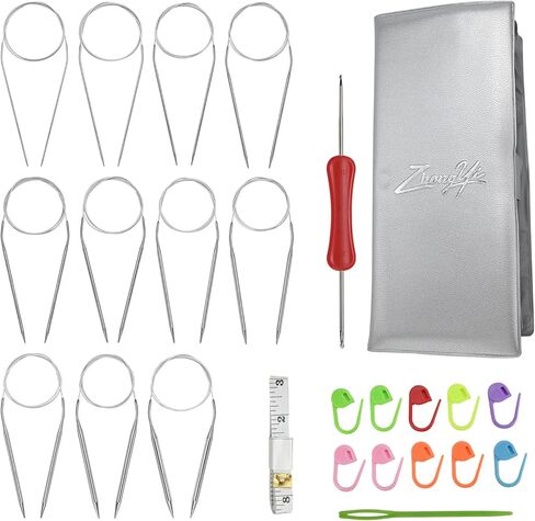Circular Knitting Needles Set|11 Piece Set of Long Knitting Needles|40 inches/100 cm|Suitable for Beginners to Knit Sweaters, Scarves, Blankets and Other Projects! in Saudi Arabia