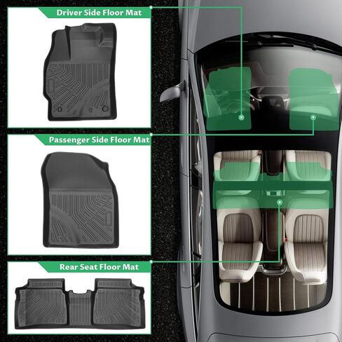 Floor Mats for Toyota Prius 2012 2013 2014 2015 (NOT for Prius c or v or Plug-in),Custom Fit TPE Summer Winter Protection Floor Liners,Non-Slip Waterproof, Prius Mats Accessories in Kuwait