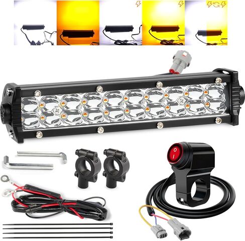LIGBT Dirt Bike Light Bar Amber White Motorcycle LED Headlight Kit Plug and Play with ON-Off Switch for 7/8" 22mm Handlebars Pit Bike Light Bar for CRF110 KLX110 KLX140 YZ250F CRF230F CRF250F TTR110 in Saudi Arabia