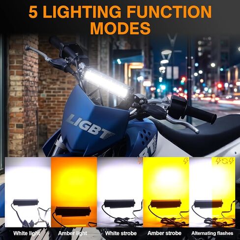 LIGBT Dirt Bike Light Bar Amber White Motorcycle LED Headlight Kit Plug and Play with ON-Off Switch for 7/8" 22mm Handlebars Pit Bike Light Bar for CRF110 KLX110 KLX140 YZ250F CRF230F CRF250F TTR110 in Saudi Arabia