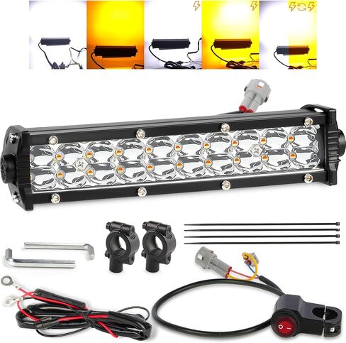LIGBT Dirt Bike Light Bar Amber White Motorcycle LED Headlight Kit Plug and Play with ON-Off Switch for 7/8" 22mm Handlebars Pit Bike Light Bar for CRF110 KLX110 KLX140 YZ250F CRF230F CRF250F TTR110 in Saudi Arabia