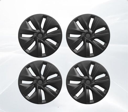 19 Inch Wheel Covers for Tesla Model Y 2020-2024 Gemini Wheels, 4PCS Matte Black ABS Hubcaps with Full Rim Protector, Snap-On Replacement Wheel Covers for Model Y RWD AWD Accessories in Saudi Arabia