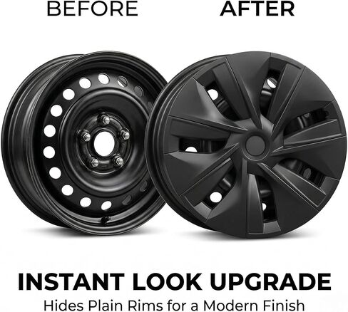 19 Inch Wheel Covers for Tesla Model Y 2020-2024 Gemini Wheels, 4PCS Matte Black ABS Hubcaps with Full Rim Protector, Snap-On Replacement Wheel Covers for Model Y RWD AWD Accessories in Saudi Arabia