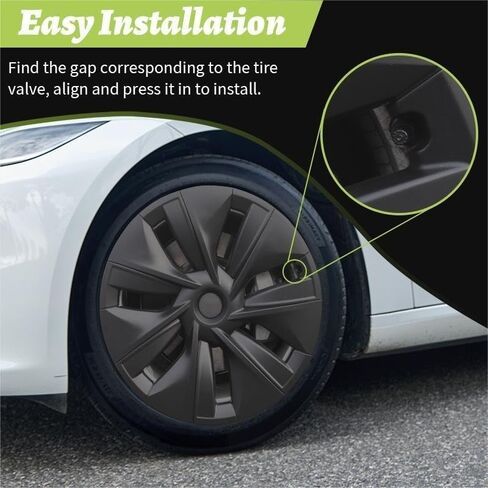 19 Inch Wheel Covers for Tesla Model Y 2020-2024 Gemini Wheels, 4PCS Matte Black ABS Hubcaps with Full Rim Protector, Snap-On Replacement Wheel Covers for Model Y RWD AWD Accessories in Saudi Arabia