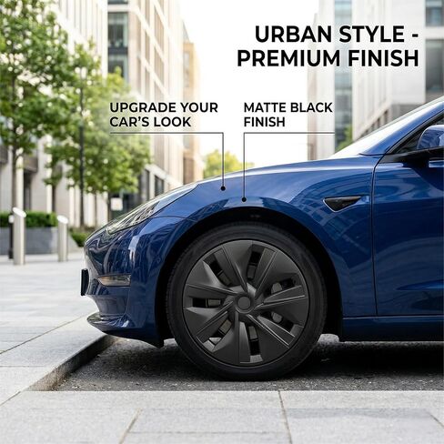 19 Inch Wheel Covers for Tesla Model Y 2020-2024 Gemini Wheels, 4PCS Matte Black ABS Hubcaps with Full Rim Protector, Snap-On Replacement Wheel Covers for Model Y RWD AWD Accessories in Saudi Arabia