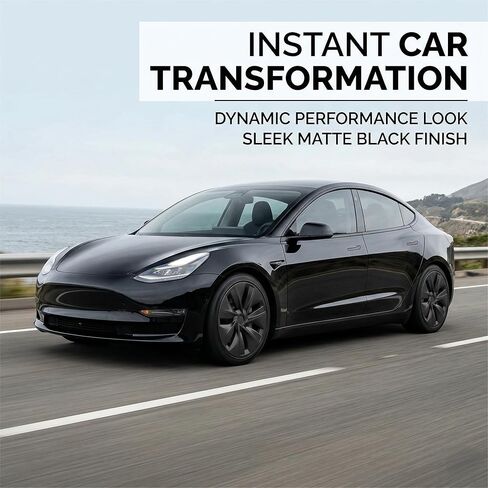 19 Inch Wheel Covers for Tesla Model Y 2020-2024 Gemini Wheels, 4PCS Matte Black ABS Hubcaps with Full Rim Protector, Snap-On Replacement Wheel Covers for Model Y RWD AWD Accessories in Saudi Arabia