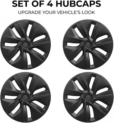 19 Inch Wheel Covers for Tesla Model Y 2020-2024 Gemini Wheels, 4PCS Matte Black ABS Hubcaps with Full Rim Protector, Snap-On Replacement Wheel Covers for Model Y RWD AWD Accessories in Saudi Arabia