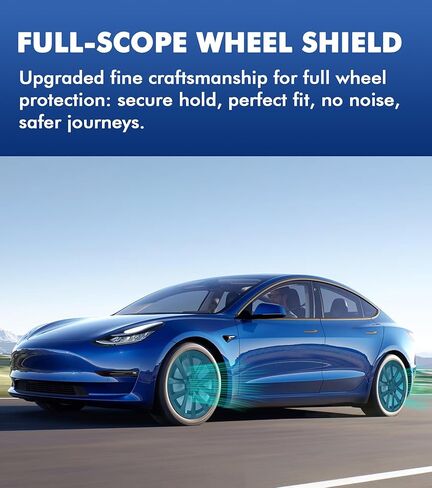 PM Auto Set of 4 Matte Black Snap On Hubcap Wheel Rim Skin Covers for 2017-2023 Tesla 3 18 inch Wheel Except Highland in Saudi Arabia