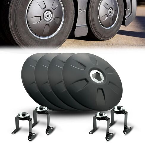 غطاء عجلة Hubcap خلفي ديناميكي هوائي 33 مم مثبت على ABS لنصف شاحنة (ملاءمة عالمية) (أسود، 4 عبوات) in Kuwait