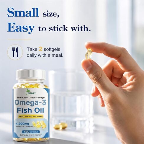 Omega-3 Fish Oil Supplements 4200mg– Triple Strength, Mini Softgels, High Purity EPA & DHA for Brain, Heart & Eye Health, Wild-Caught, Burpless, Non-GMO, Third-Party Tested | 150 Softgels in Saudi Arabia