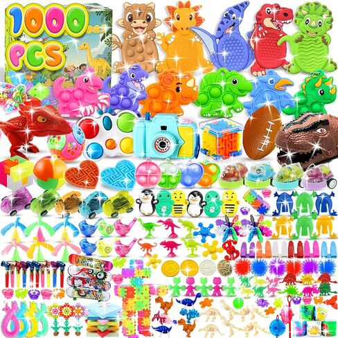 1000 PCS Party Favors for Kids, Dinosaur Sensory Fidget Toys Bulk, Treasure Chest for Kids Prizes, Goodie Bags Stuffers for Kids, Prize Box Toy for kid Classroom, Treasure Box Prizes, Pinata Stuffers in Saudi Arabia