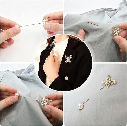 20 Pieces Pearl Crystal Brooch Safety Pins, Pant Waist Tightener & Junk Socks Charms Kit, Decorative Decoration Accessories for Women for Sweater, Shirts, Dresses,Shawls,Jeans, Bags and Hats in Kuwait