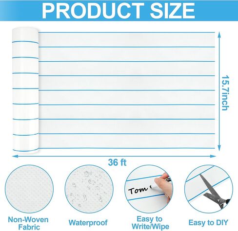 Lined Bulletin Board Roll 15.7in x 36ft Reusable Waterproof Non-Woven Fabric Background Fade Resistant Erasable Blue Lined Classroom Bulletin Board Decor for School Office Arts Crafts Home Wall Decor in Kuwait