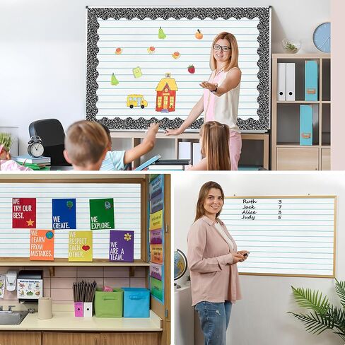 Lined Bulletin Board Roll 15.7in x 36ft Reusable Waterproof Non-Woven Fabric Background Fade Resistant Erasable Blue Lined Classroom Bulletin Board Decor for School Office Arts Crafts Home Wall Decor in Kuwait