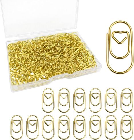 200PCS Heart Paper Clips,Mini Cute Paper Clips, Durable Metal Small Love Heart Shaped Clips for Office, School, Desk Organizers,DIY Projects(Gold) in Saudi Arabia