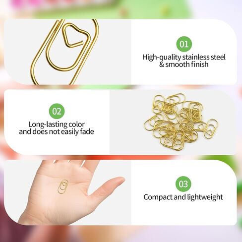 200PCS Heart Paper Clips,Mini Cute Paper Clips, Durable Metal Small Love Heart Shaped Clips for Office, School, Desk Organizers,DIY Projects(Gold) in Saudi Arabia