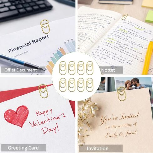 200PCS Heart Paper Clips,Mini Cute Paper Clips, Durable Metal Small Love Heart Shaped Clips for Office, School, Desk Organizers,DIY Projects(Gold) in Saudi Arabia
