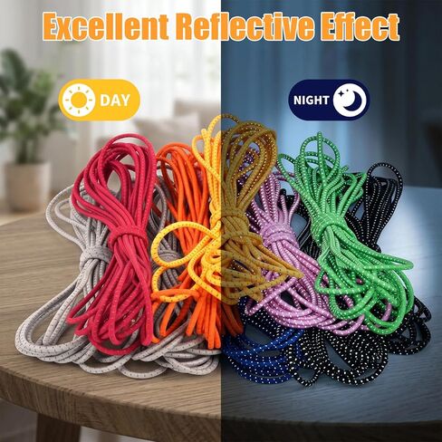 10 Pcs Reflective Elastic Cord String,0.1 Inch (2.5mm)/ 240 Feet Glow in The Dark Nylon para Cord, Utility Rope for DIY Bracelets,Crafts,Shoe Laces,Sewing, Camping, Hiking (10 Colors in Kuwait