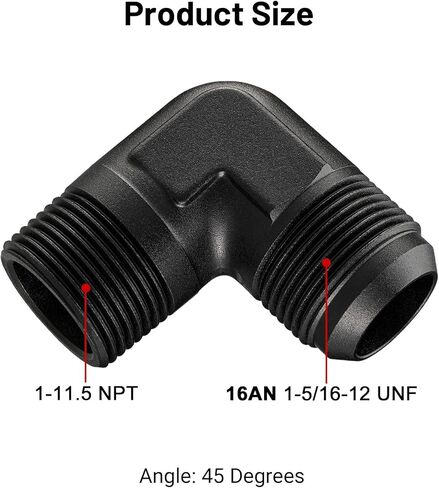 EVIL ENERGY 16AN Male Flare to 1" NPT Pipe 90 Degree Fitting Adapter Aluminum Black in Kuwait