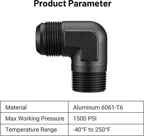 EVIL ENERGY 16AN Male Flare to 1" NPT Pipe 90 Degree Fitting Adapter Aluminum Black in Kuwait