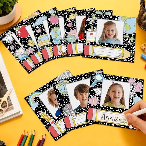 36Pcs Composition Book Desk Name Tags Back to School Photo Name Plates Desk Composition Classroom Decor Student Nameplates for Classroom Adhesive Name Tags Stickers with Photo Self Teacher Supply in Kuwait
