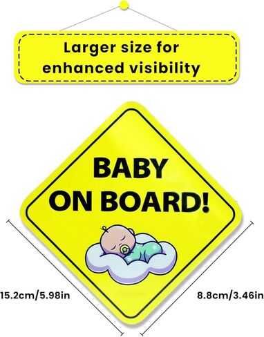 3 Pcs "Baby on Board" Magnetic Signs,Removable Signal Magnets,Bright Yellow Reflective Safety Signs Accessories Parts for Cars in Kuwait