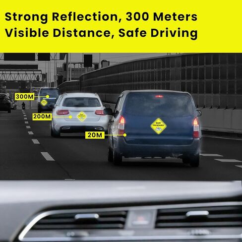 3 Pcs "Baby on Board" Magnetic Signs,Removable Signal Magnets,Bright Yellow Reflective Safety Signs Accessories Parts for Cars in Kuwait