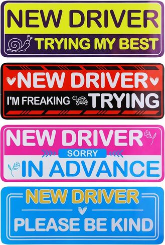 4PCS New Driver Magnet for Car,Car Accessories Please Be Patient Student Drivers Magnetic,Universal Automotive Magnets,Automotive Stickers for Beginners,Suitable for Most Cars,SUV,RV,Sedan in Kuwait