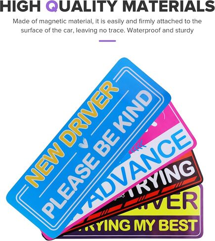 4PCS New Driver Magnet for Car,Car Accessories Please Be Patient Student Drivers Magnetic,Universal Automotive Magnets,Automotive Stickers for Beginners,Suitable for Most Cars,SUV,RV,Sedan in Kuwait
