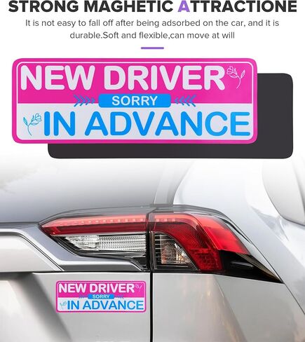 4PCS New Driver Magnet for Car,Car Accessories Please Be Patient Student Drivers Magnetic,Universal Automotive Magnets,Automotive Stickers for Beginners,Suitable for Most Cars,SUV,RV,Sedan in Kuwait