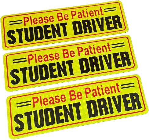 Reflective Student Driver Magnet for Car 3 Pcs, Strong Magnetic Safety Warning Sign, Please Be Patient Removable New Driver Bumper Sticker in Kuwait