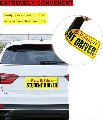 Reflective Student Driver Magnet for Car 3 Pcs, Strong Magnetic Safety Warning Sign, Please Be Patient Removable New Driver Bumper Sticker in Kuwait