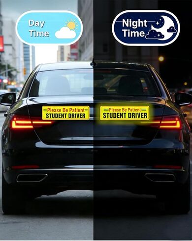 Reflective Student Driver Magnet for Car 3 Pcs, Strong Magnetic Safety Warning Sign, Please Be Patient Removable New Driver Bumper Sticker in Kuwait