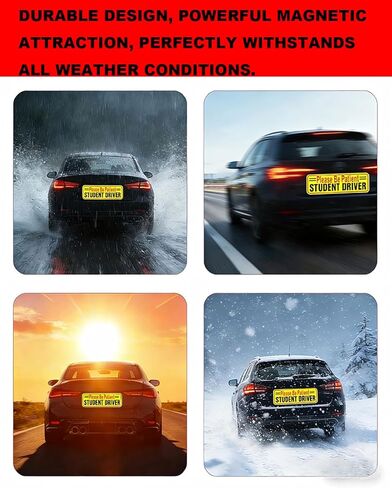 Reflective Student Driver Magnet for Car 3 Pcs, Strong Magnetic Safety Warning Sign, Please Be Patient Removable New Driver Bumper Sticker in Kuwait