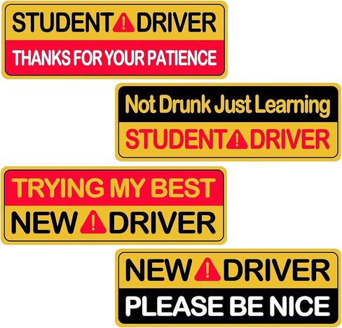 4Pcs Student Driver Magnet for Car, New Driver Magnet for Car, Please Be Patient Safety Warning Signs, Reflective Magnetic Bumper Stickers for Student Drivers, Funny Rookie Driver Magnets in Saudi Arabia