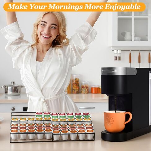 Coffee Pod Holder Drawer, Expandable K Cup Holder Compatible with Keurig K-Cup, K Cup Drawer Organizer Hold 35-70 Coffee Pod Storage for Coffee Station Office and Kitchen, Black in Saudi Arabia