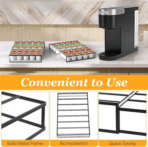 Coffee Pod Holder Drawer, Expandable K Cup Holder Compatible with Keurig K-Cup, K Cup Drawer Organizer Hold 35-70 Coffee Pod Storage for Coffee Station Office and Kitchen, Black in Saudi Arabia