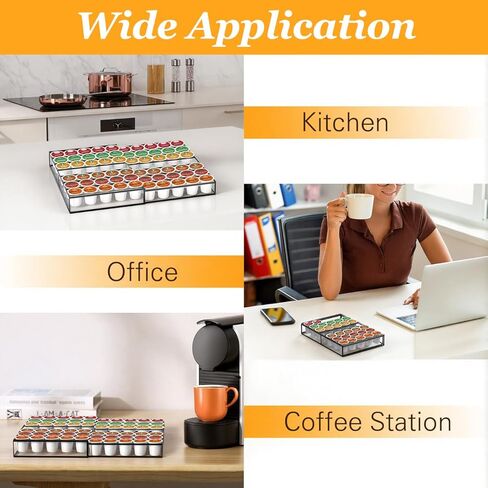 Coffee Pod Holder Drawer, Expandable K Cup Holder Compatible with Keurig K-Cup, K Cup Drawer Organizer Hold 35-70 Coffee Pod Storage for Coffee Station Office and Kitchen, Black in Saudi Arabia
