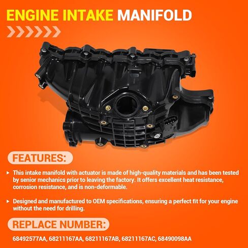 Engine Intake Manifold with Actuator Compatible with 2014-2018 2020-2023 Ram 1500, 2019 Ram 1500 Classic, 2014-2021 Jeep Grand Cherokee 3.0L V6 Diesel Replaces # 68492577AA, 68211167AA in Saudi Arabia