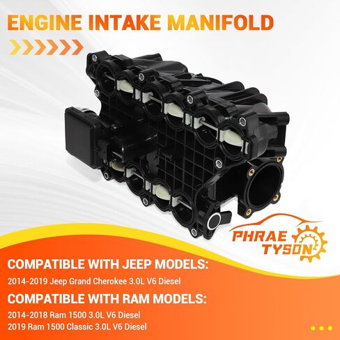 Engine Intake Manifold with Actuator Compatible with 2014-2018 2020-2023 Ram 1500, 2019 Ram 1500 Classic, 2014-2021 Jeep Grand Cherokee 3.0L V6 Diesel Replaces # 68492577AA, 68211167AA in Saudi Arabia