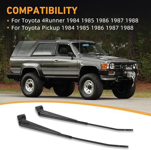 زوج واحد من ذراع ممسحة الزجاج الأمامي متوافق مع Toyota 4Runner وPickup 1984 1985 1986 1987 1988 - استبدال 42857 85210-89102 42858 85190-89132 in Kuwait