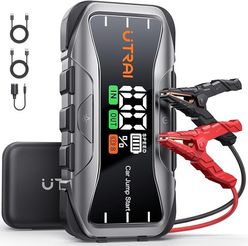 UTRAI 8000A Portable Car Jump Starter, 12V Battery Jumper for All Gas & 12L Diesel Engines, 27000mAh Jump Box with 65W USB-C Fast Charging, 2 USB & DC Output Jump Pack, 600LM LED Flashlight in Saudi Arabia
