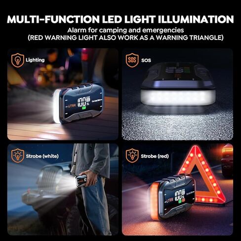UTRAI 8000A Portable Car Jump Starter, 12V Battery Jumper for All Gas & 12L Diesel Engines, 27000mAh Jump Box with 65W USB-C Fast Charging, 2 USB & DC Output Jump Pack, 600LM LED Flashlight in Saudi Arabia