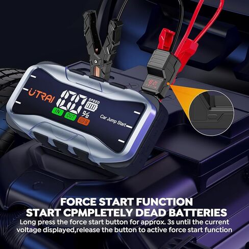UTRAI 8000A Portable Car Jump Starter, 12V Battery Jumper for All Gas & 12L Diesel Engines, 27000mAh Jump Box with 65W USB-C Fast Charging, 2 USB & DC Output Jump Pack, 600LM LED Flashlight in Saudi Arabia