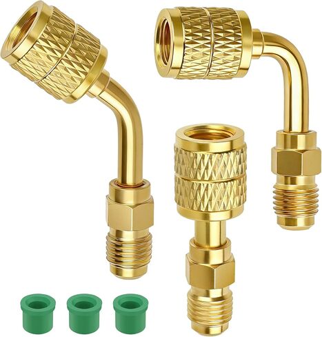 3pcs R32 R454B Refrigerant Brass Adapter Coolrunner 1/4 Inch Female to 1/4 Inch Male Reverse Thread, Male Quick Connect Fittings for A2L Refrigerant Tanks & Split Systems in Kuwait