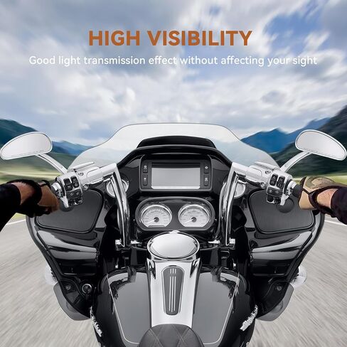 9.5" Motorcycle Windshield, Black Wind Spliter, Wave Windscreen for Harley Davidson Touring Road Glide FLTR 1998 1999 2000 2001 2002 2003 2004 2005 2006 2007 2008 2009 2010-2013 (Transparent) in Saudi Arabia