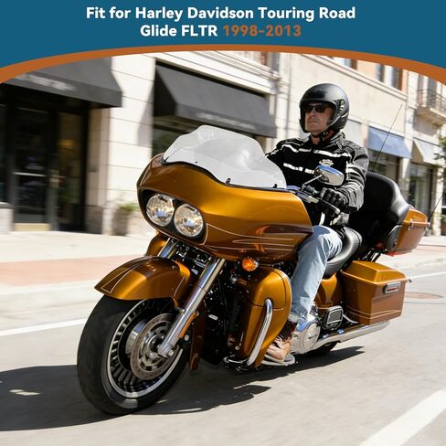 9.5" Motorcycle Windshield, Black Wind Spliter, Wave Windscreen for Harley Davidson Touring Road Glide FLTR 1998 1999 2000 2001 2002 2003 2004 2005 2006 2007 2008 2009 2010-2013 (Transparent) in Saudi Arabia